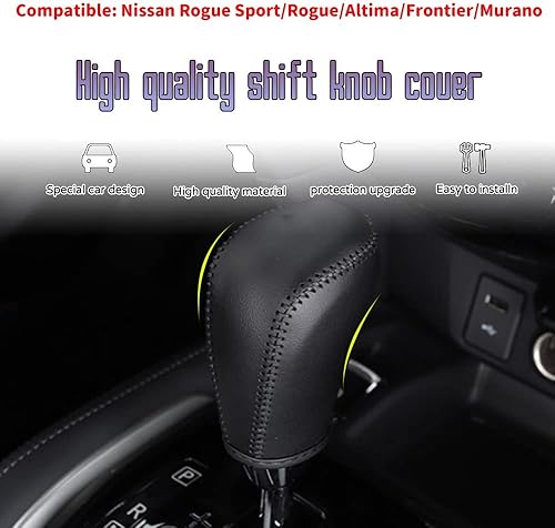 Miniatura 2 de Accesorios interiores personalizados para Nissan Rogue Rogue Sport, Altima Frontier, Murano Pathfinder Sentra, cubierta de piel con perilla de