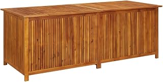 vidaXL Solid Acacia Wood Garden Storage Box 200x80x75 cm – Farmhouse Style Outdoor Storage with Water-Resistant Bag and Oil Finish