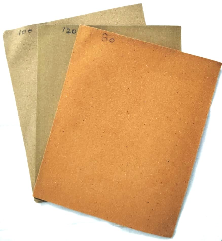 Grow and Write Sandpaper Assorted Grit 80-5pcs, Grit-100-5pcs, Grit-120-5pcs Brown Emery Paper for Wood and Metal, Pack of 15 Sheets-picture-24