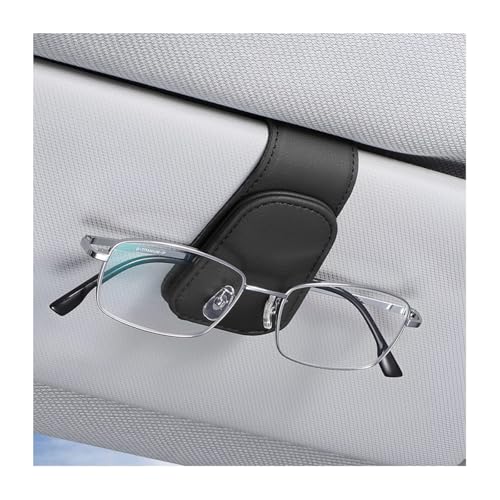 Image of AICEL Sunglasses Holders for Car Sun Visor, Leather Magnetic Clip, Black