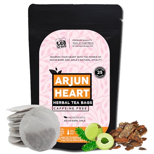 Image of the tea trove Arjun Tea Bags-25 Eco-Friendly Arjuna Tea Bags In Resealable Pouch-Caffeine Free Ayurvedic Tea Blend Of Arjun Ki Chaal And Amla Herbal Tea For Heart And High Bp Pack Of 1,70 Grams