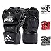 Brace Master MMA Gloves Guantes UFC Guantes de Boxeo para Hombres Mujeres Cuero Más Acolchado Saco de Boxeo sin Dedos Guantes para Kickboxing, Sparring, Muay Thai y Heavy Bag (Negro M)