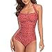 Smismivo Tummy Control Swimwear Halter One Piece Slimming Vintage Retro Swimsuit Womens Ruched Push Up Bathing Suit