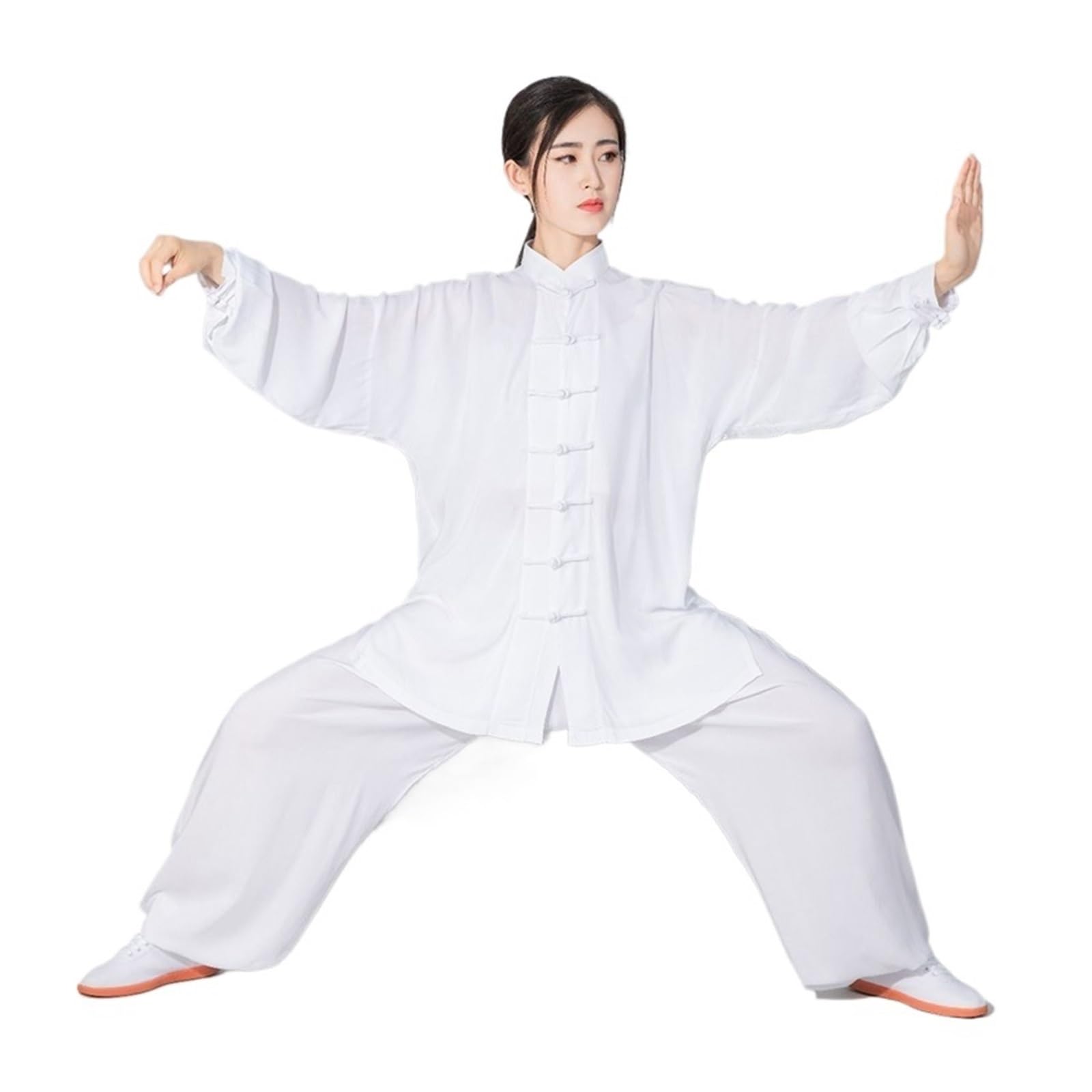 Uniforme Tai Chi Cotone Wushu Kung Fu Abbigliamento Adulti Arti Marziali Wing Chun Tuta Taichi Performance Tang Suit(White,XXXL(185cm))