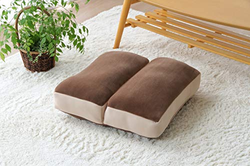 イケヒコ クッション 2連座布団 無地 ムー ブラウン 約42×42×8㎝ もっちり...