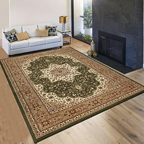 householdfurnishing Vintage Traditional Non Slip Rug Bedroom Living Room Carpet Mat Runners Floral Pattern Wide Area Persian Style Rugs (80 x 150 cm - Large Door Mat, Green)