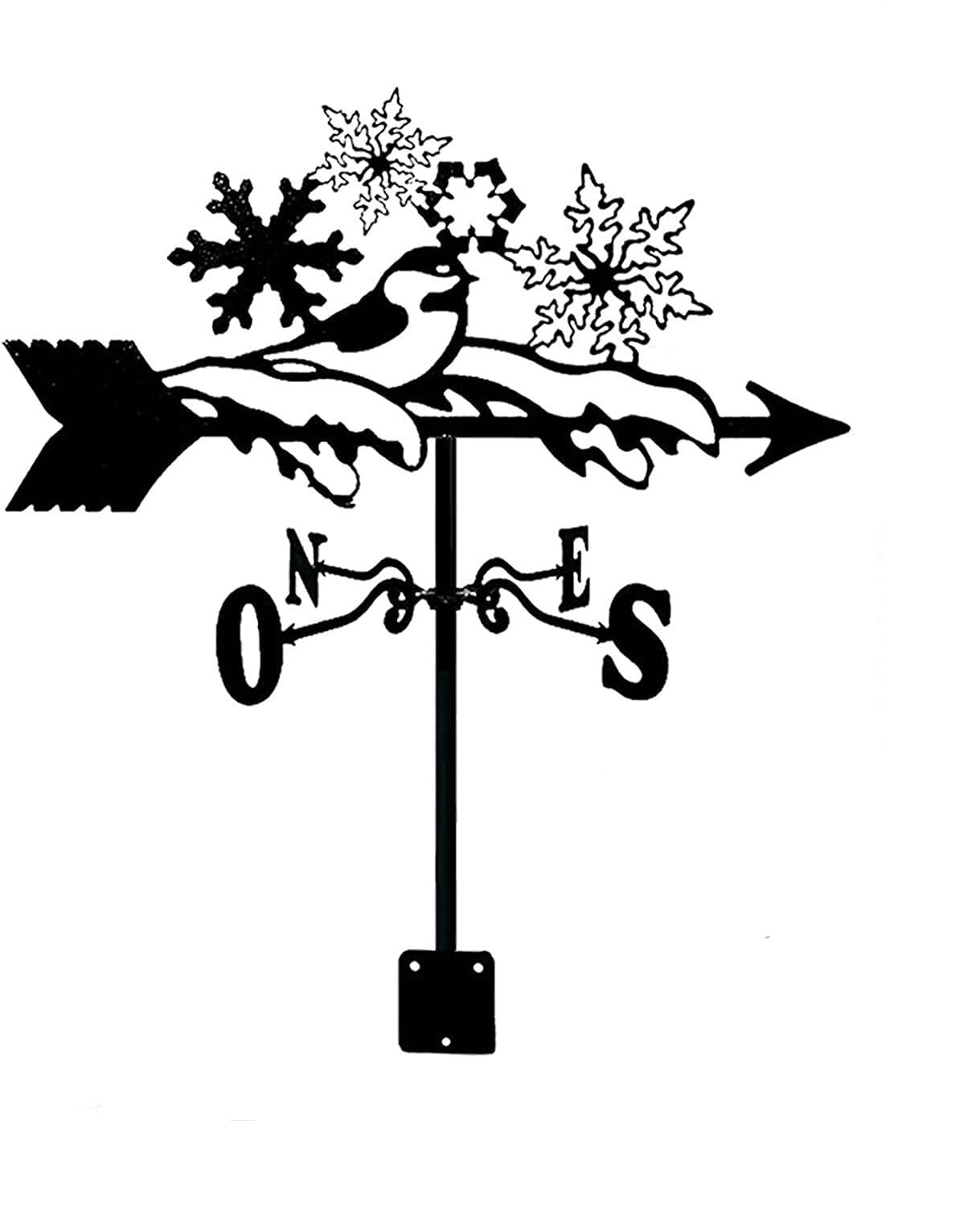 WIQUYBML Weather Vane Flying Pig with Roof Mount Weathervane Wind Direction Indicator Weathercock for Garden/Black/35 * 50Cm