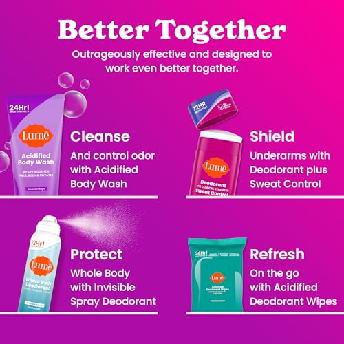 Image of Lume Deodorant Plus Sweat Control - Smooth Solid Stick Deodorant for Women - Extra Strength Antiperspirant - 72 Hour Odor & Sweat Control - Baking Soda Free, Skin Loving - (Soft Powder)