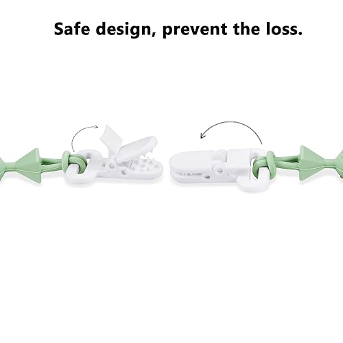 Miniatura 5 de PandaEar Paquete de 5 clips de silicona para chupete, soporte para chupete con diseño de una pieza para bebés, niños y niñas, juguetes de dentición