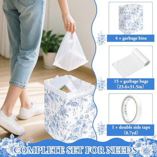 Canecas de basura desechables Whaline azul floral 4 unidades miniatura 3