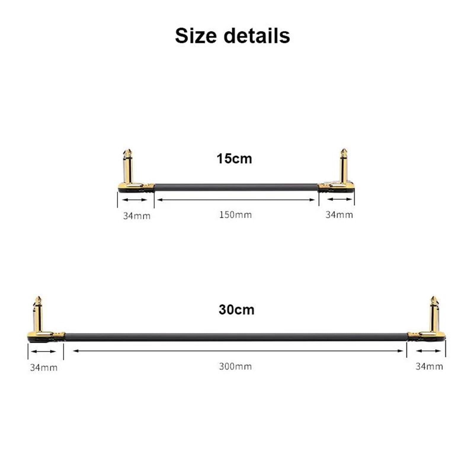 Kabel Do Pedału Efektów Gitarowych Płaski Kabel 6,35 Mm Łączący Wyjście 1/4 Pod Kątem Prostym 15/30 Cm