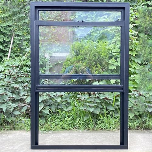 WDJBPSH - Fenêtres à guillotine Serrures de Sécurité pour Fenêtre Coulissante Verticale, Fenêtres de Remplacement Commerciales avec Cadre en Aluminium et Verre Trempé, Fenêtres de Hangar À Montage Affleurant(Wx