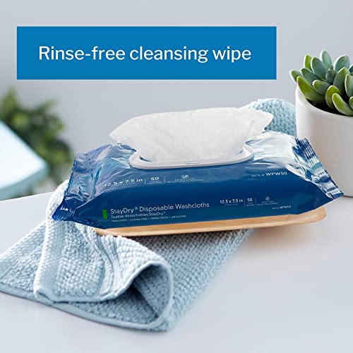 Image of McKesson StayDry Pre-Moistened Disposable Wipe - Large Adult Body and Incontinence Washcloths with Aloe and Vitamin E, Alcohol-Free, 50 Wipes Per Pack