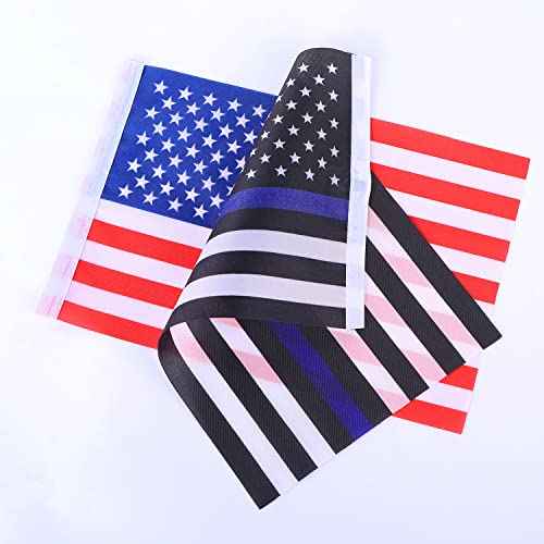Fwiw American Usa Thin Blue Line Flag Police Table Flag,Small Mini Policeman Office Desk Flags With Stand Base,Us Party Festival Events Home Office Decorations(2Pack) #TOP3
