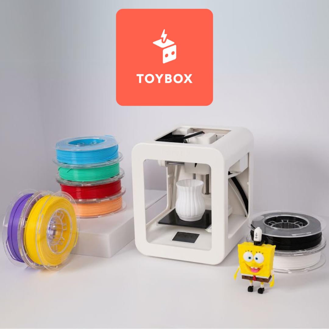 Toybox Deluxe Filament Bundle – 7 Rollen biologisch abbaubares PLA-Filament (Drucker-Nahrung) – Je 250g – Bunte Farben für kreativen 3D-Druck – Kompatibel mit Toybox 3D-Druckern