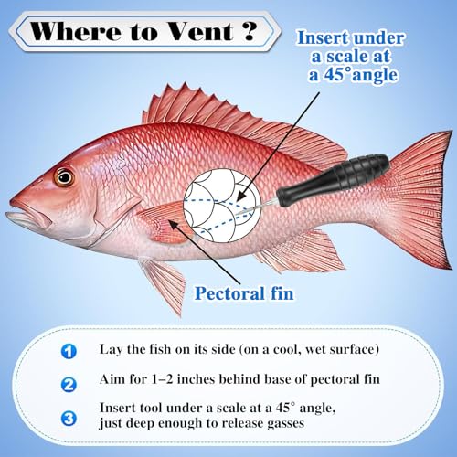 Image of Feekoon Fish Venting Tool, Venting Kit for Deep Sea Fishes with Stainless Steel Needle, Fishing Tackle for Saltwater Fishing Fish Release and Return (Patented)