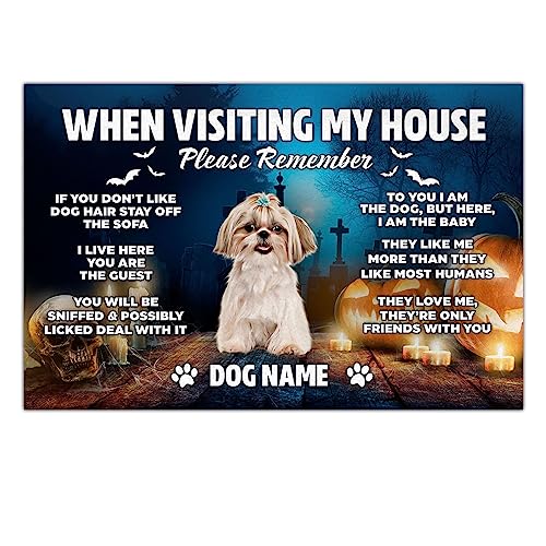 kobalo Halloween Door Mat When Visiting My House Please Remember Custom Rugs Shih Tzu Doormat Custom Rug Welcome Mats Outdoor Decor Housewarming Gifts for Dog Lovers Anti-Slip Floor Mat