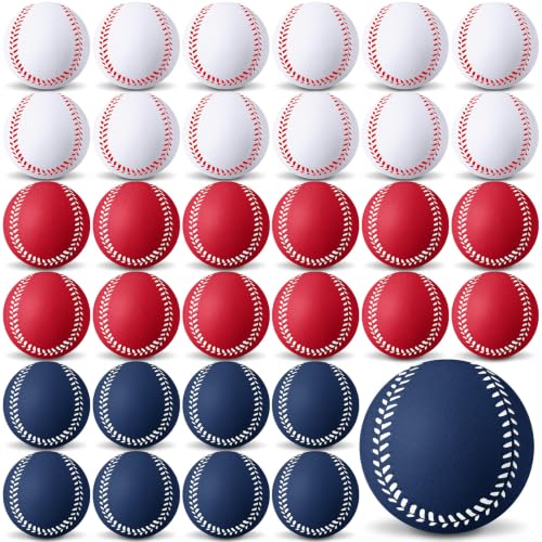 Wettarn 36 Pcs Foam Baseball Bulk Soft Baseball for Kid, Red White and Blue