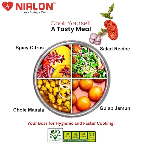 Image of NIRLON Prima Honeycomb Stick Free Triply Stainless Steel Cookware Combo Set of 3Pc |Flat Tawa29cm /Fry Pan 24cm /Deep Kadai 24cm-2.6Ltr|Induction and Gas Stove Friendly