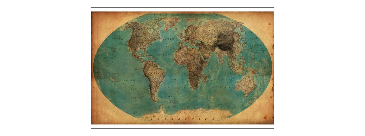 Muralo Fototapeta z mapą świata 210 x 315 cm, tapeta z włókniny, tapeta ścienna, stara mapa świata do salonu, sypialni, nowoczesne obrazy ścienne XXL, dekoracja ścienna