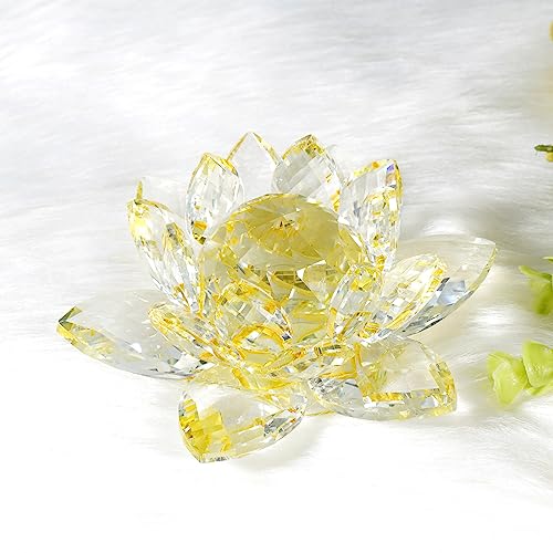Soulnioi Yellow Crystal Lotus Flower Ornaments Tealight Candle Holder and Citrine Crystal Crushed Stones Koi Fish Ornaments for Home Office Desk Car Decoration Gift for Friends - Image 3