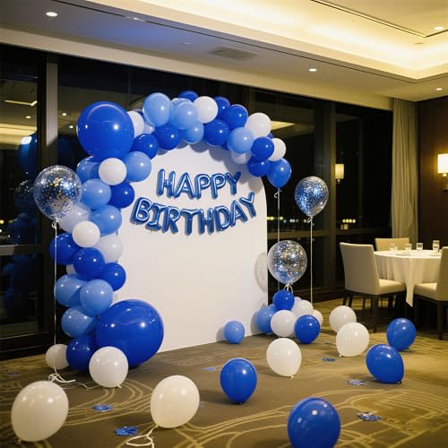 Image of Blue Balloons Blue Party Decorations 100 Pack 12 inch Round Royal Blue Balloons for Birthday Graduation Baseball Nautical 4th of July Independence Memorial Day Patriotic Party Decorations