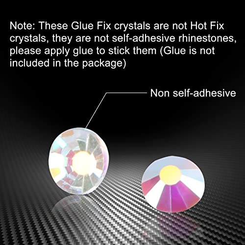 Image of Jollin Crystal Flatback Rhinestones for Crafts 2.4mm SS8, Transparent AB | Glue Fix, 2880pcs Glass Rhinestones for Bedazzling, Clothes, Tumblers, Nail Art, Shoes, Bags, Caps & Accessories Decoration