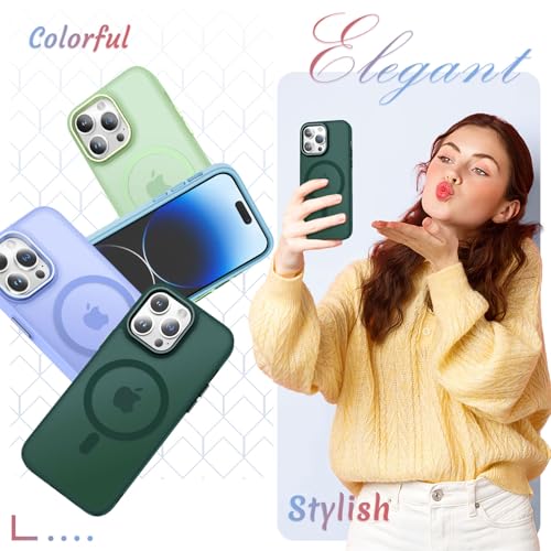 Image of YENAPOON for iPhone 14 Pro Max Case, Matte Magnetic Phone Case, Dark Green