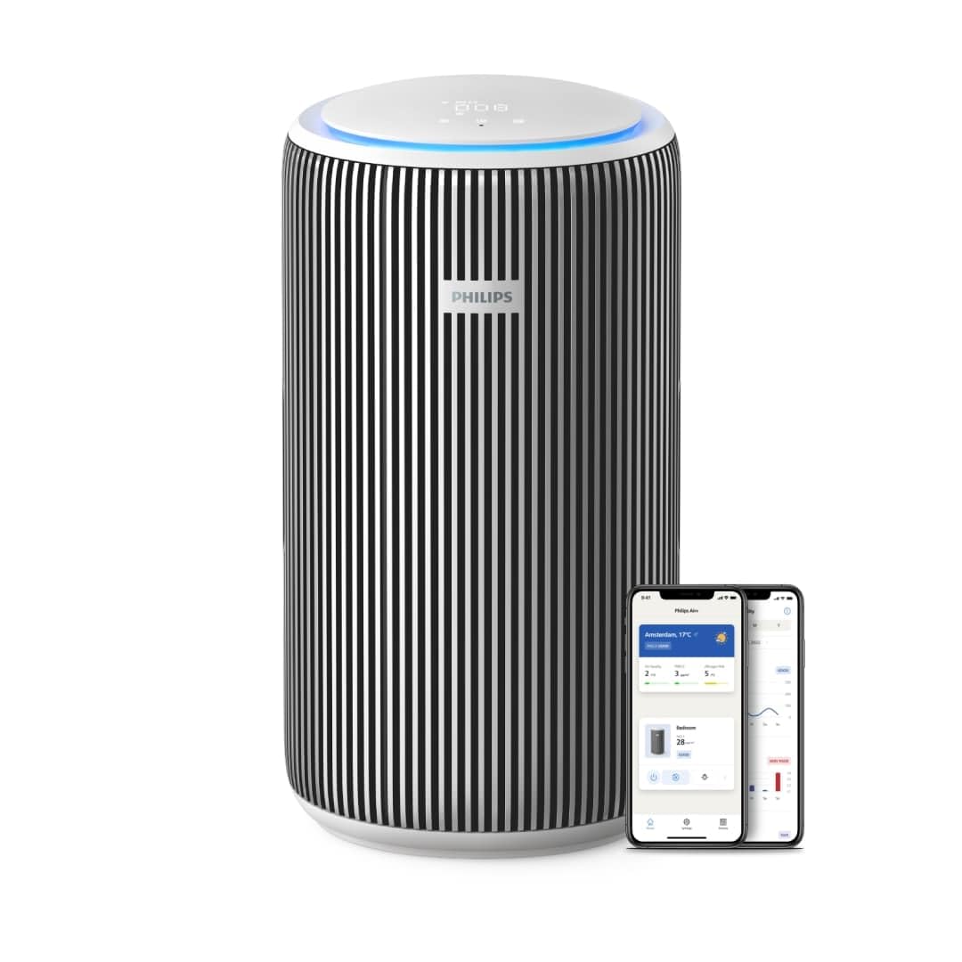 Philips Air Purifier 3200 Series - HEPA NanoProtect + Active Carbon Filter, CADR 520m³/h for 135m² Allergy sufferers, Ultra-quiet, Intelligent and Energy efficient, Silver (AC3220/10)