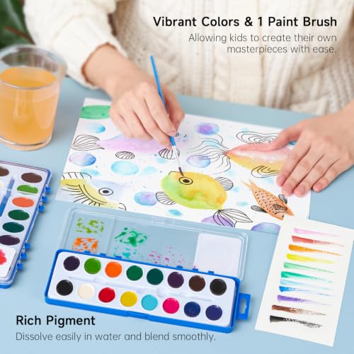 Image of Shuttle Art 16 Colors 48 Pack Watercolor Paint Set Bulk for Kids & Adults