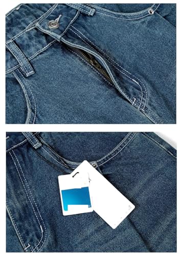 Men's American Washed Distressed Double Pleated Jeans Loose Baggy Wide Leg Floor Length Casual Trousers2