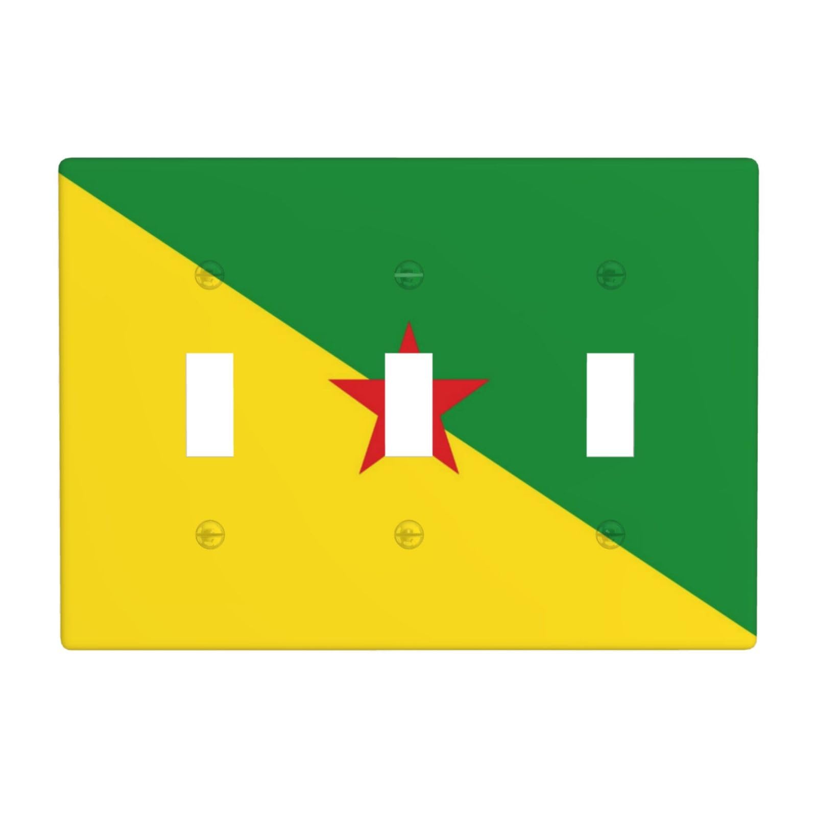 French Guiana Flag 3 Gang Switch Plate Cover-Unbreakable Polycarbonate Wall Plate, Heat Resistant Toggle Switch Decor for Home