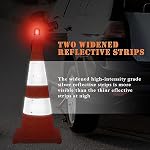 WHDZ 28 inch Collapsible Traffic Cones with LED Light Multi Purpose Pop up Reflective Safety Cones 4 Pack Orange - Image 4