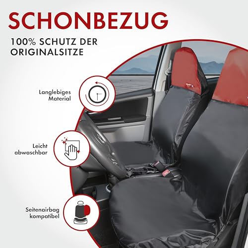 Walser Werkstatt Schonbezug Outdoor Sports, Auto-Sitzschoner, Werkstattschoner-Auto, PKW-Schutzunterlage, Werkstattschoner schwarz/rot
