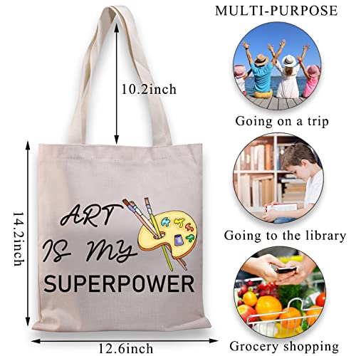 Bolso tote artístico BDPWSS para profesores y amantes del arte — 'Art Is My Superpower', ideal como regalo para estudiantes de pintura y viajes miniatura 3