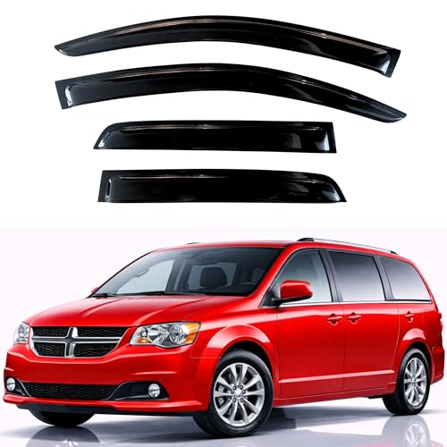 Image of KPY Rain Guards Fit for 2008-2020 Dodge Grand Caravan, Out-Channel Window Visors Vent Wind Deflectors 4PC, Car Accessories for 2008-2016 Chrysler Town Country, 2009-2012 Volkswagen (VW) Routan