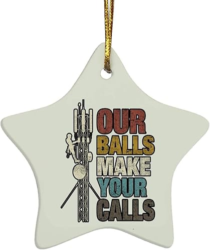 Miniatura 3 de Our Balls Make Your Calls Cell Tower Climber Idea Adorno de Navidad