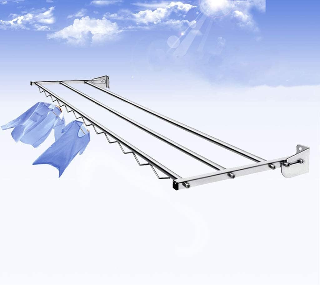 F Wall Mounted Drying Rack Push-Pull Airer Stainless Steel Folding Clothes Hanger Rack Space Saving Clothes Storage Organiser Bathroom Clothesline Pole The Ne,A-122cm