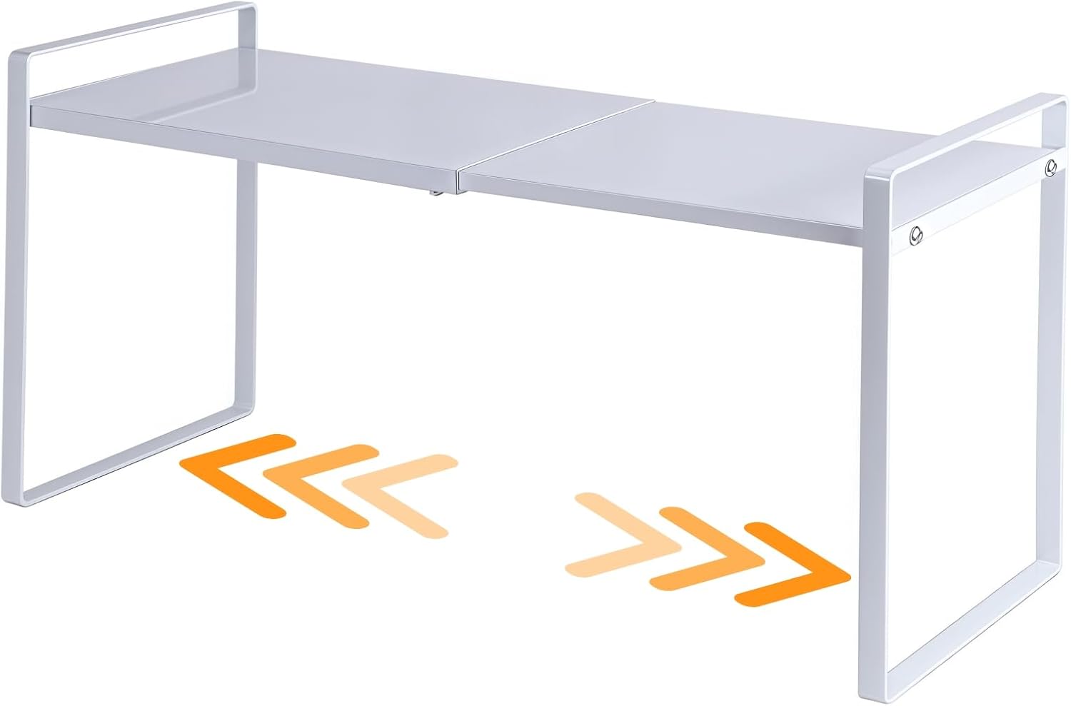 Adjustable Kitchen Cabinet Shelf Riser for Pantry & Under Sink (White, 8.2″D  12.2-21.6″W  10.4″H)