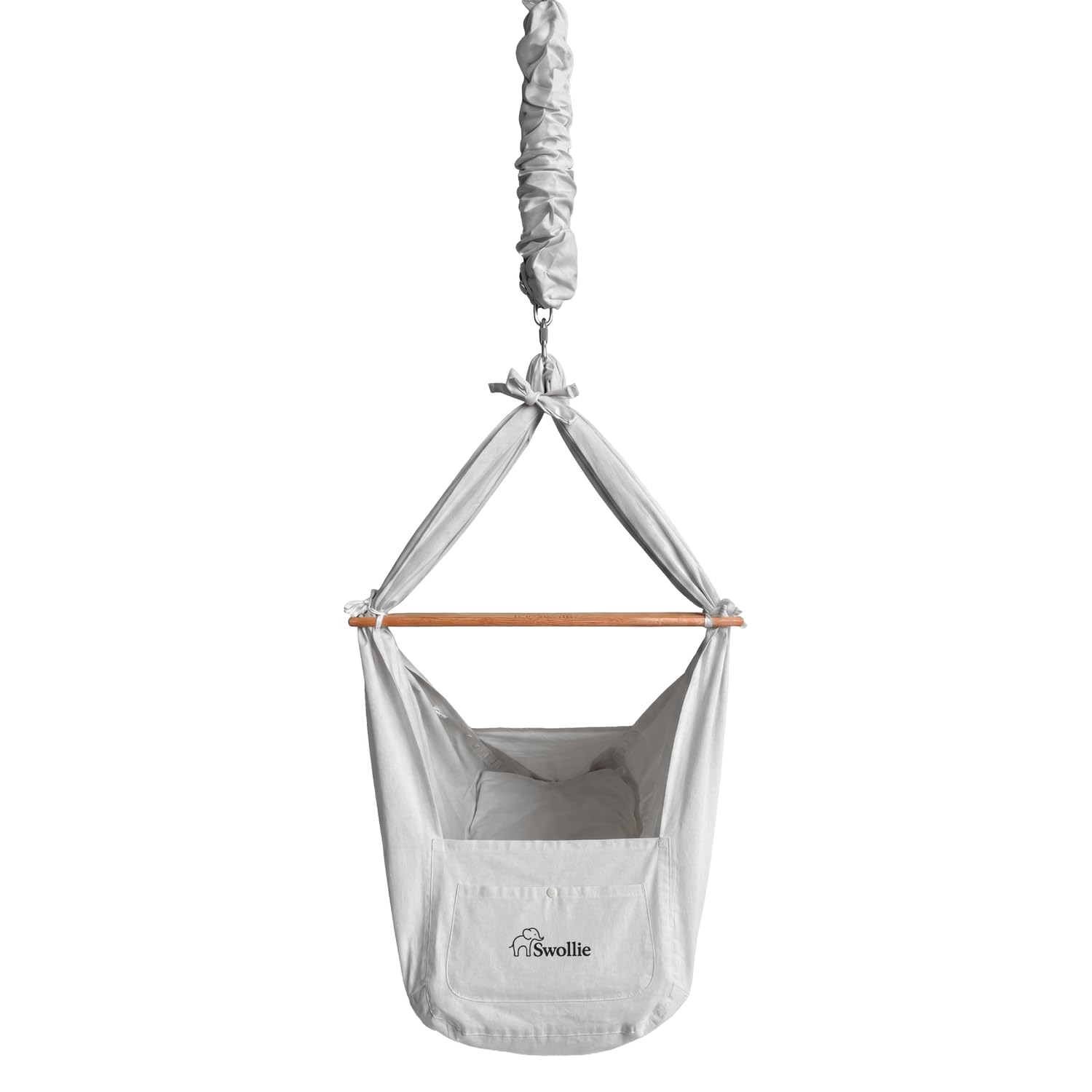 Premium Federwiege Grau - Bio-Baumwolle - für Babys ab Geburt bis 15 Kg - Schafwollmatratze -geborgener Babyschlaf - ergonomische Liegefläche