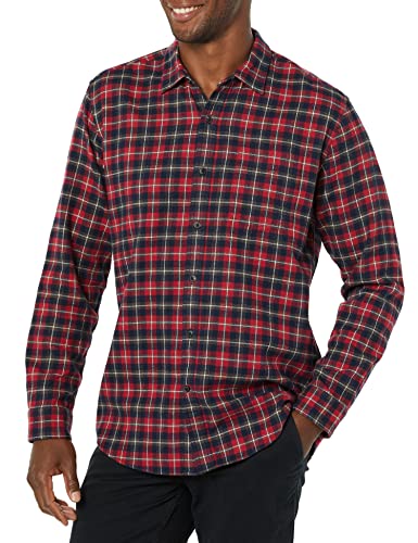 Image of Amazon Essentials Men's Regular Fit Long-Sleeve Flannel Shirt, Soft Brushed Cotton, Lightweight yet Warm