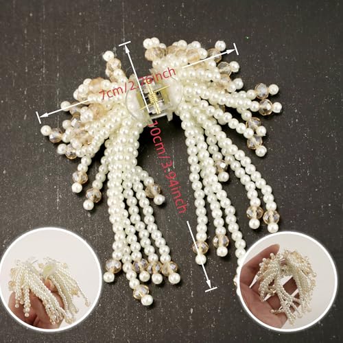 Pinza para cabello elegante con perlas y borlas, diseño retro, para bodas y ocasiones especiales miniatura 4