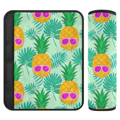 EtherSpher Summer Sunglasses Pineapple Palm Leaf Green car seat Neck Strap Covers, More Comfort Driving, car seat Neck Support for Sedan Bag Airplane accesorios para carro 2 Pack
