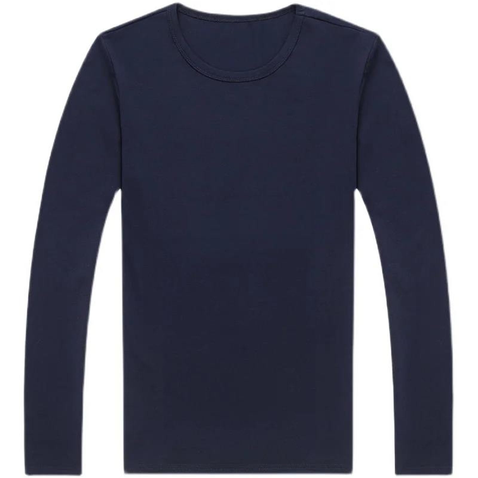 Camiseta de algodón de manga larga para hombre, casual, holgada, cuello redondo, estilo urbano, cómoda, para uso diario