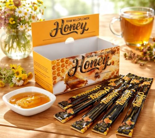 20x Raw Wildflower Honey Sachets (20g) | Natural Pre-Workout Energy Gel | Mess-Free Single Servings for Coffee Travel & Lunchboxes | Pure Unprocessed & Portable