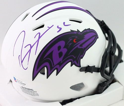 Ray Lewis Autographed Baltimore Ravens Lunar Mini Helmet- Beckett W Silver