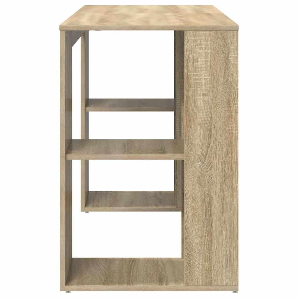 Scrivania con vano portaoggetti in rovere Sonoma, 130 x 50,5 x 75 cm, moderna scrivania per computer per ufficio domestico, versatile tavolo da lavoro con ripiano, materiale in legno