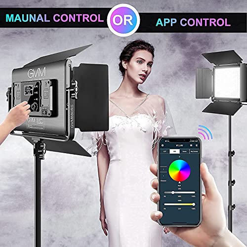 GVM LED Videoleuchte RGB,60W APP Steuerung 3200K-5600K RGB Videolicht mit Stativ, 880RS dimmbare videokonferenz licht für Studio YouTube, Streaming CRI97 led fotolicht RGB kameralicht led - Image 6