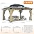 GARTOO 13’x15’ Patio Wooden Gazebo, Galvanized Steel Roof Gazebo with Olive Green Curtains and Netting, Double Vented Roof Hardtop Gazebo for Garden, Porch, Lawn, Poolside, Backyard