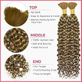 Human Braiding Hair 2 Bundles Water Wave Bulk Human Hair for Braiding 100% Unprocessed Brazilian Human Hair No Weft Blonde #27 Human Hair Extensions for Boho Braids (18 inch/100g)